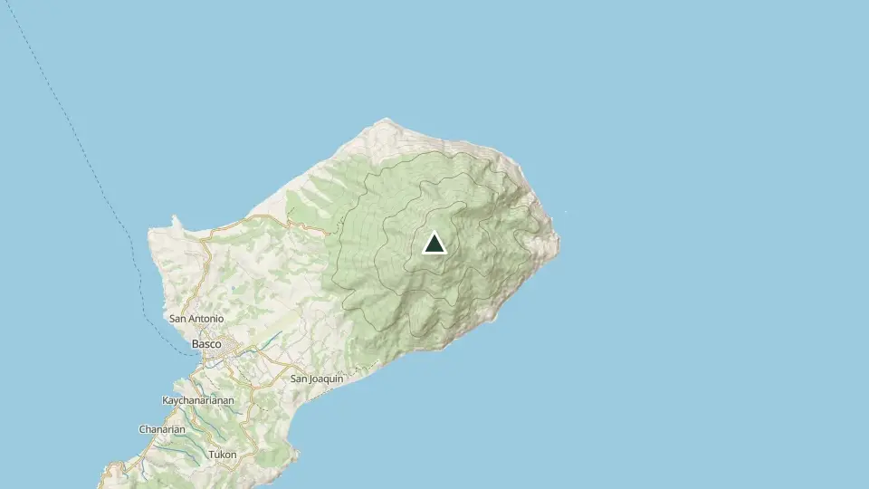 Topographic map of the area around the Mt. Iraya summit