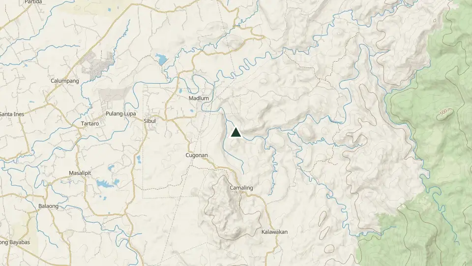 Topographic map of the area around the Mt. Manalmon summit