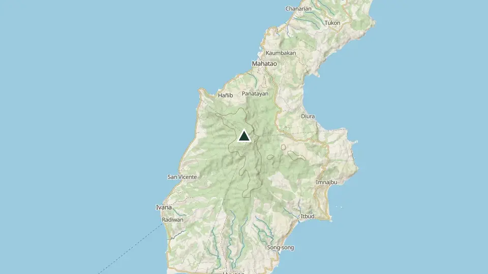 Topographic map of the area around the Mt. Matarem summit