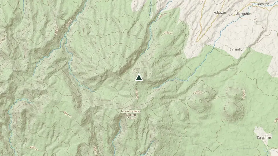 Topographic map of the area around the Mt. Tuminungan summit